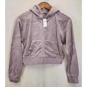 GAP Teen Velour Lilac Zip-Up Hoodie Cropped Size 12 New With Tags